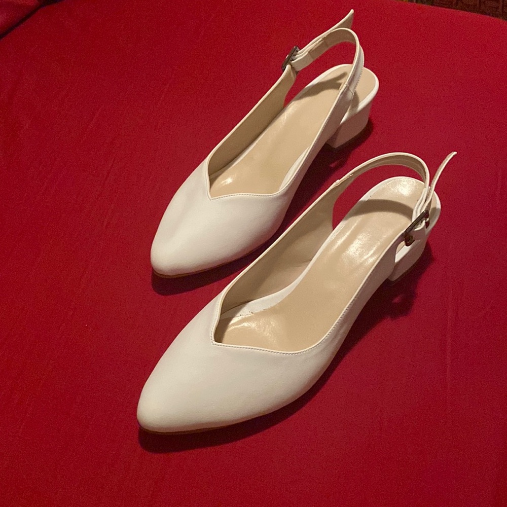 White Two Inch Block Heels